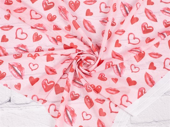 Сетка NUDE, принт "Сердечки-Губки" 10007071