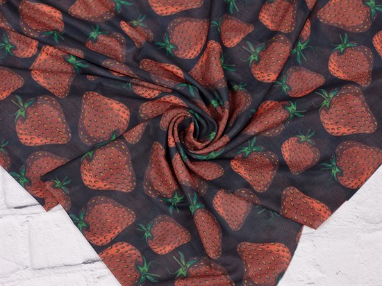 Сетка NUDE, принт "Клубника" 10007068