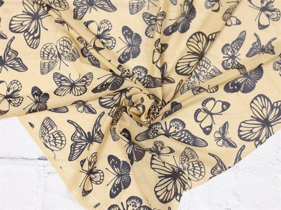 Сетка NUDE, тату-принт "Бабочки", цв. телесный 10007067