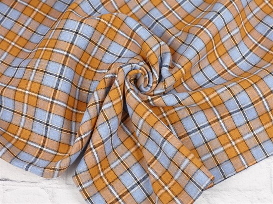 Клетка на меху, цв. горчица+синий 10007408