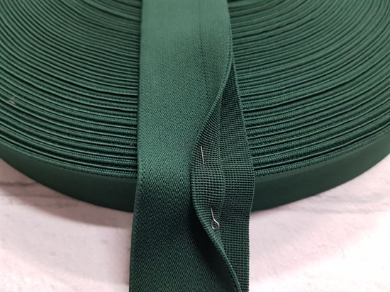 Резинка боксерная с двойным краем для окантовки, цв.темно-зеленый, 40мм - фото 18328