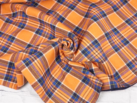 Клетка на меху, цв. оранжевый+синий 10007406