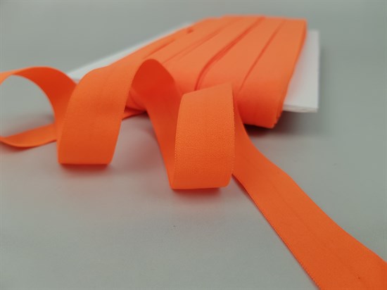 Резинка окантовочная, бейка бельевая с перегибом ,цв. ярко- оранжевый неон, 20мм - фото 20180