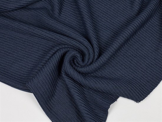 Трикотаж вязаный прямой столбик, цв. темно-синий 10008662