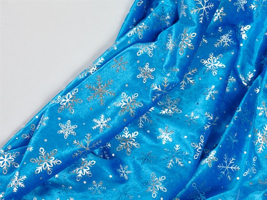 Мех-велюр варак, "Снежинки", цв. яркий голубой - фото 25094