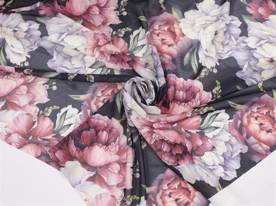 Сетка NUDE, принт "Пионы" 10007970