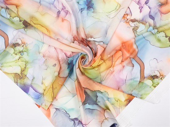 Сетка NUDE, принт "Акварель", цв. оранжевый+фиолетовый 10009157