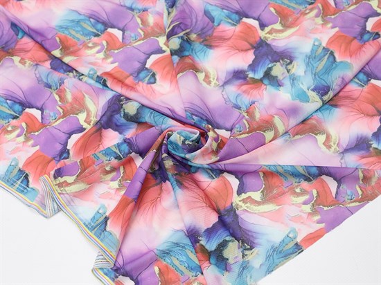 Сетка NUDE, принт "Лепестки акварель" 10008474