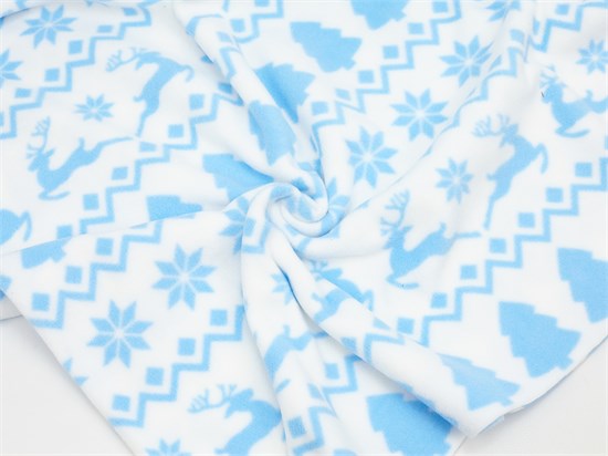 Флис антипилинг, принт "Зимний орнамент", цв. голубой 10002257