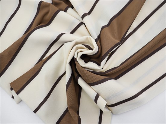 Трикотаж фактурный "JUMBO STRIPE", цв. молочный + коричневый 10014229 - фото 30741
