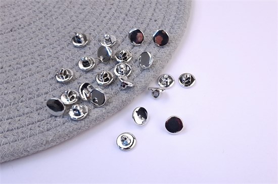 Пуговица на ножке, пластик глянцевый под серебро, 12мм 10005685