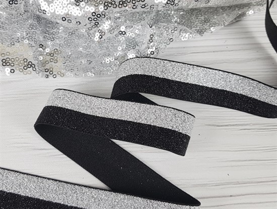 Резинка с люрексом , серебро + черный 10002757