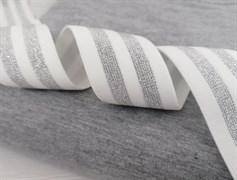 Резинка тканая белая с люрексом,Серебро - фото 10827