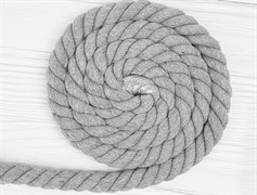 Шнур крученый, 100% хлопок, 25мм, светло-серый - фото 12861
