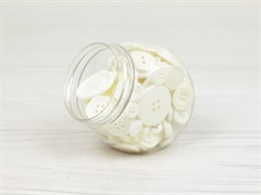 Набор пуговиц микс в банке,  размер 1-3см, молочный - фото 13518