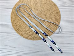 Шнурок плоский 10мм, серый синяя елочка, 120см - фото 14195
