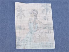 Нашивка декоративная,пришивная "Девушка с сумочкой в бирюзовом" - фото 16737