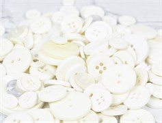 Набор пуговиц микс 300гр,  размер 1-3см, белый(молочный) 10006343