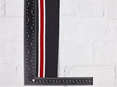 Подвяз трикотажный, АНТРАЦИТ С ШИРОКОЙ ПОЛОСОЙ (бел+красн+бел), ширина 6,5см, длина 120см - фото 16888