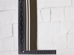 Подвяз трикотажный, темный хаки с белым (2 полосы), ширина 6,5см, длина 120см - фото 17273