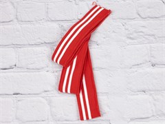 Подвяз трикотажный, красный с белым(2 полосы), ш. 4 см, д. 140см - фото 18111