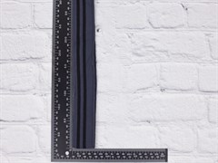 Подвяз трикотажный, графит с черными(2 полосы), ш. 4см, д. 140см - фото 18121