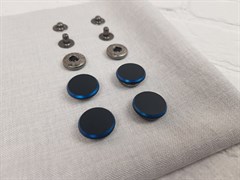 Кнопки Альфа 17мм фигурная, черная с радужным ободком (10шт)