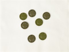 Кнопка магнитная пришивная, металл цв. хаки, диаметр 20мм - фото 18441