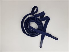 Шнур плоский пэ, наконечники металл, 12мм, цв.темно-синий, дл.140см - фото 18947