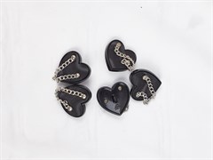 Пуговица металл "Сердце с цепочкой", цв.черный, 23мм - фото 19570