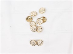 Пуговица металл декоративная, цв.золото с белым, 15мм - фото 19595