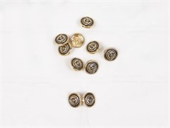 Пуговица металл декоративная, цв.золото с черным, 15мм - фото 19605