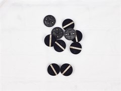 Пуговица металл "Стразы на бархате", цв.черный, 25мм - фото 19621