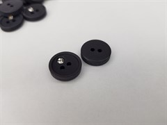 Пуговица матовая, цв. черный со стразами, 13мм 10006684