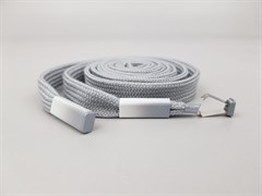Шнур плоский пэ,со съемным наконечником,12мм,цв. серый, дл.140см - фото 19781