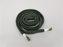 Шнур плоский пэ, со съемным наконечником, 12мм, цв.темно-зеленый, дл.140см - фото 19791