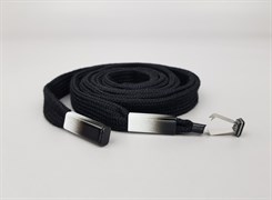 Шнур плоский пэ,со съемным наконечником,12мм,цв. черный, дл.140см - фото 19806