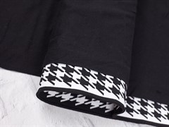 Подвяз трикотажный, принт "ГУСИНАЯ ЛАПКА", цв. черный+белый, 6,5-120см - фото 19977