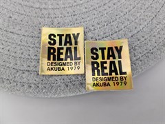 Нашивка декоративная, пришивная "STAY REAL"(золото), 35*40мм - фото 20168