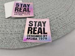 Нашивка декоративная, пришивная"STAY REAL"(розовый), 35*40мм