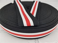 Резинка боксерная , черная с красно-белой полосой, широкая ,40мм - фото 20266