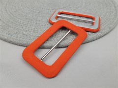 Пряжка металлическая обтяжка ткань, цв. оранжевый(50*80мм)