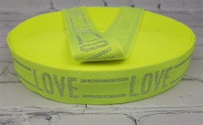 Резинка  боксерная "LOVE", желтый неон, 40мм - фото 21884