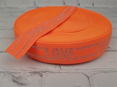 Резинка  боксерная "LOVE", оранжевый неон, 40мм