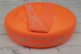 Резинка  боксерная "LOVE", оранжевый неон, 40мм - фото 21906