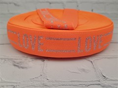 Резинка  боксерная "LOVE", оранжевый неон, 40мм - фото 21907
