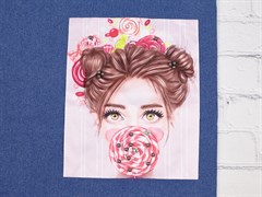 Нашивка декоративная, пришивная "Девушка с конфетой" - фото 23088