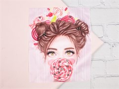 Нашивка декоративная, пришивная "Девушка с конфетой" - фото 23092
