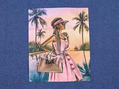 Нашивка декоративная, пришивная "Девушка с сумочкой" - фото 23094