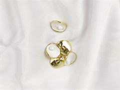 Пуговица металл "Ракушка с жемчужиной", цв.золото с белым, 22,5мм - фото 23512